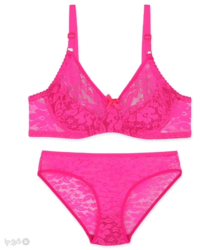 پک ست شورت و سوتین توری فنردار ژوبین کد 1377 - بسته 4 عددی