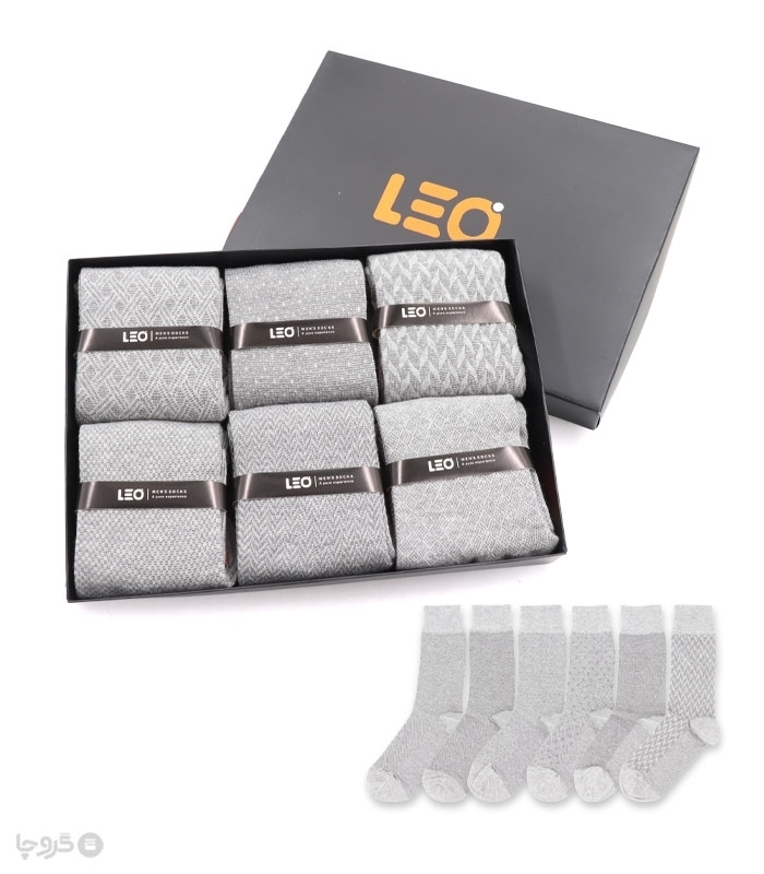 خرید عمده پک جوراب ساقدار مردانه Leo لئو کد 115 - 2 جعبه 6 عددی