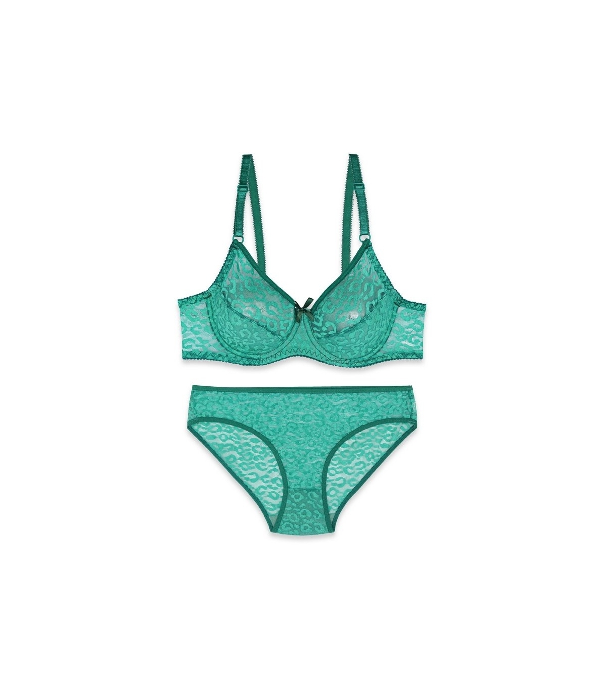 پک ست شورت و سوتین توری فنردار ژوبین کد 1377 - بسته 4 عددی