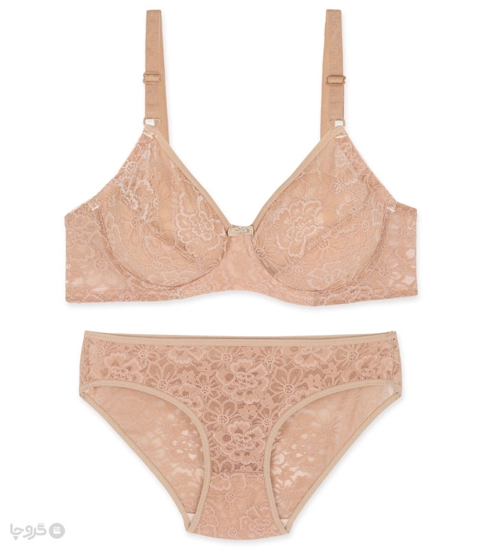 پک ست شورت و سوتین توری فنردار ژوبین کد 1377 - بسته 4 عددی