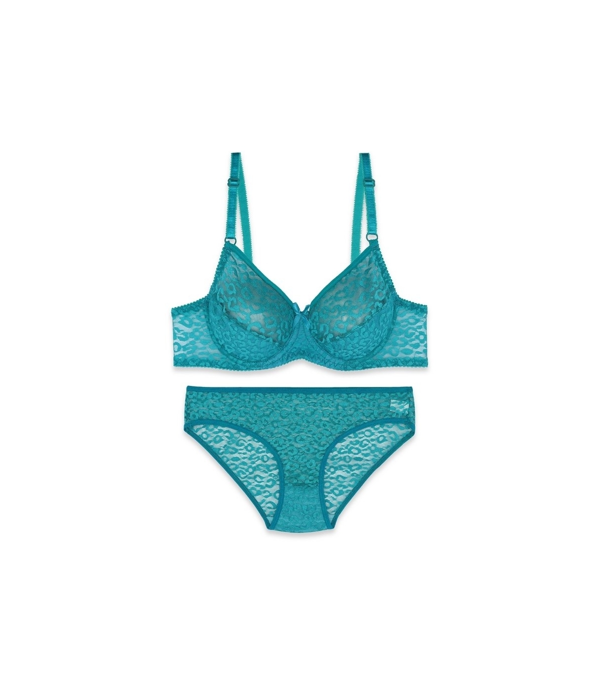 پک ست شورت و سوتین توری فنردار ژوبین کد 1377 - بسته 4 عددی