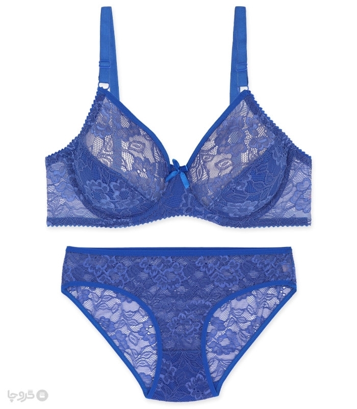 پک ست شورت و سوتین توری فنردار ژوبین کد 1377 - بسته 4 عددی