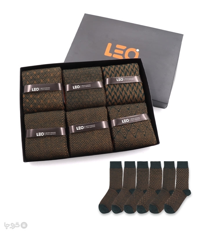 خرید عمده پک جوراب ساقدار مردانه Leo لئو کد 129 - 2 جعبه 6 عددی
