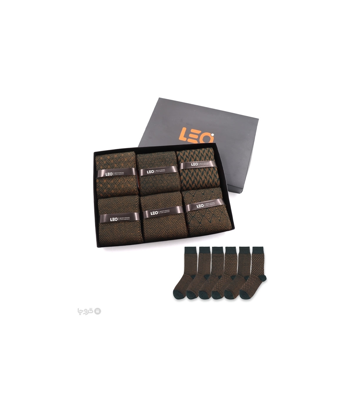 خرید عمده پک جوراب ساقدار مردانه Leo لئو کد 129 - 2 جعبه 6 عددی