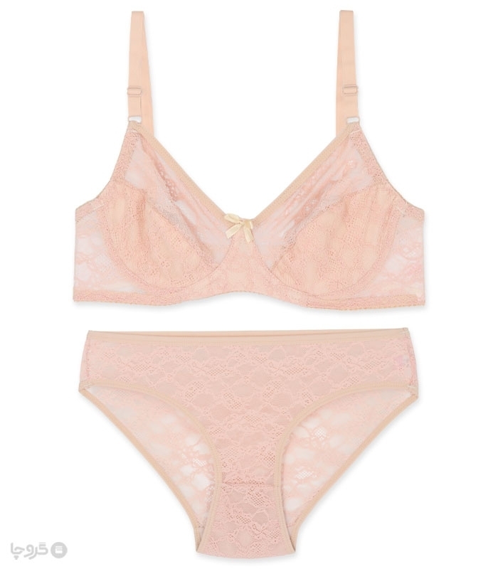 پک ست شورت و سوتین توری فنردار ژوبین کد 1377 - بسته 4 عددی