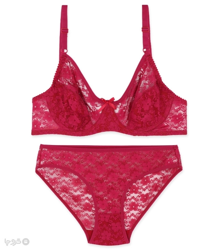 پک ست شورت و سوتین توری فنردار ژوبین کد 1377 - بسته 4 عددی