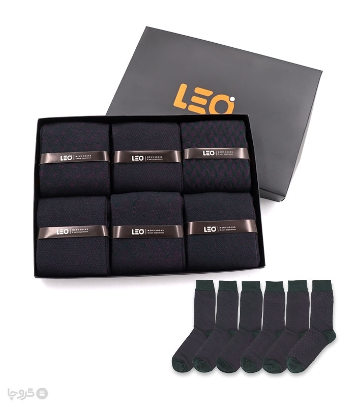 خرید عمده پک جوراب ساقدار مردانه Leo لئو کد 130 - 2 جعبه 6 عددی