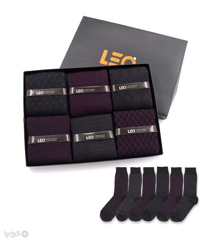خرید عمده پک جوراب ساقدار مردانه Leo لئو کد 127 - 2 جعبه 6 عددی