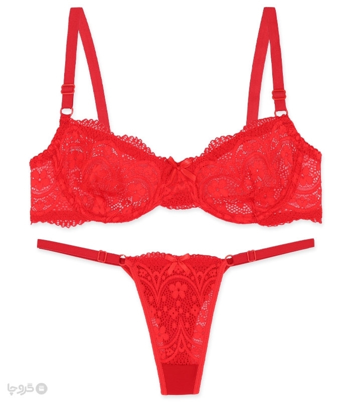 پک ست شورت و سوتین توری فنردار ژوبین کد 1395 گلدوزی - بسته 4 عددی