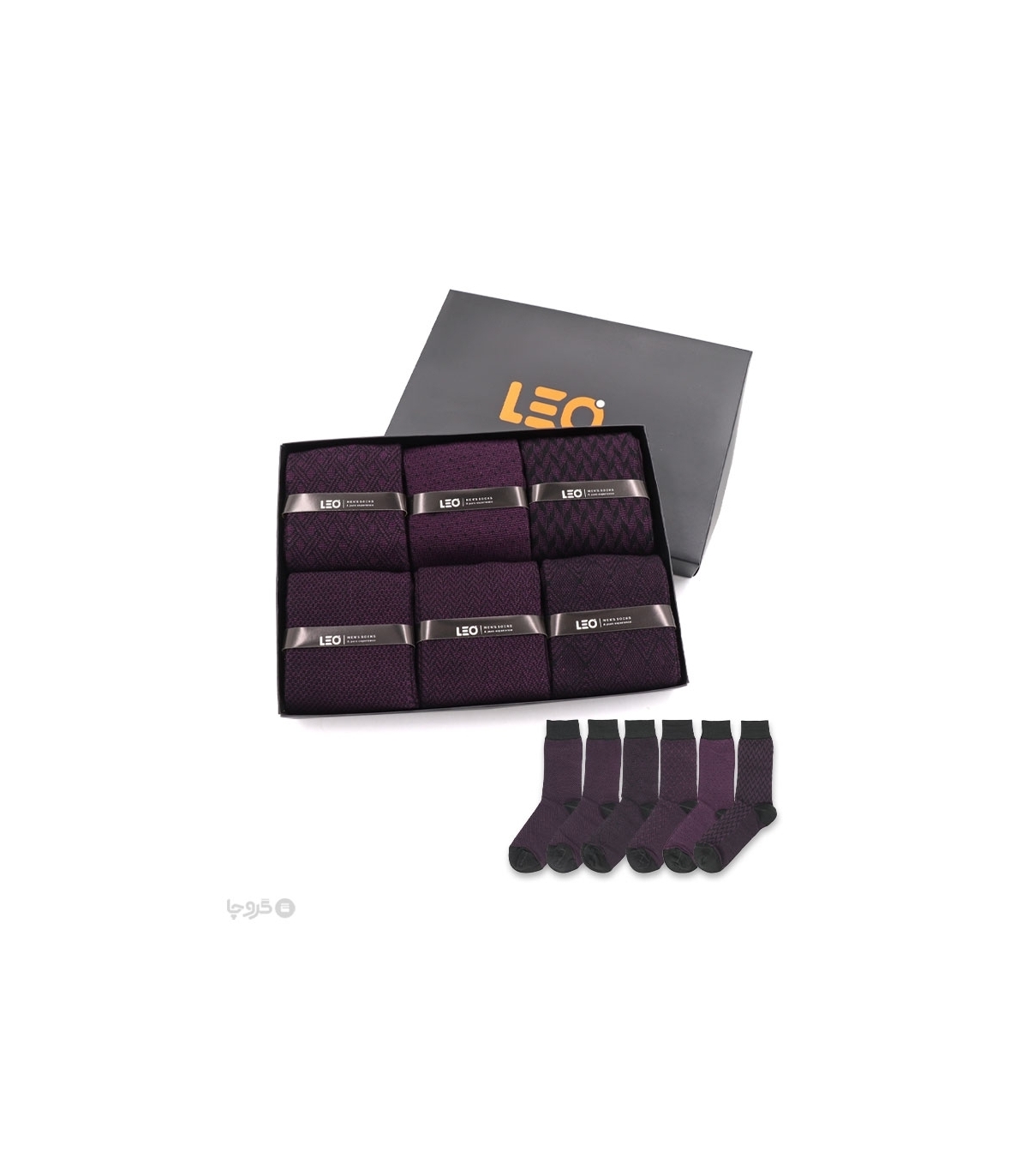 خرید عمده پک جوراب ساقدار مردانه Leo لئو کد 108 - 2 جعبه 6 عددی