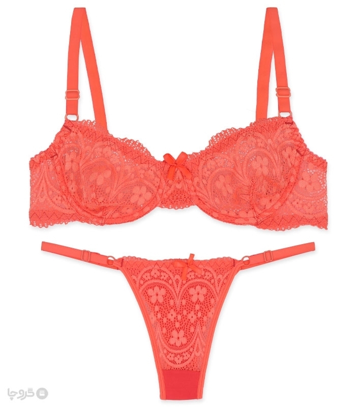 پک ست شورت و سوتین توری فنردار ژوبین کد 1395 گلدوزی - بسته 4 عددی