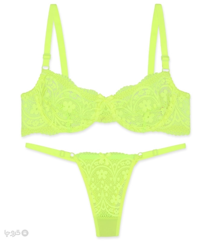 پک ست شورت و سوتین توری فنردار ژوبین کد 1395 گلدوزی - بسته 4 عددی