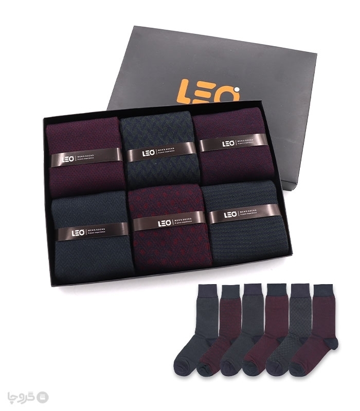 خرید عمده پک جوراب ساقدار مردانه Leo لئو کد 123 - 2 جعبه 6 عددی