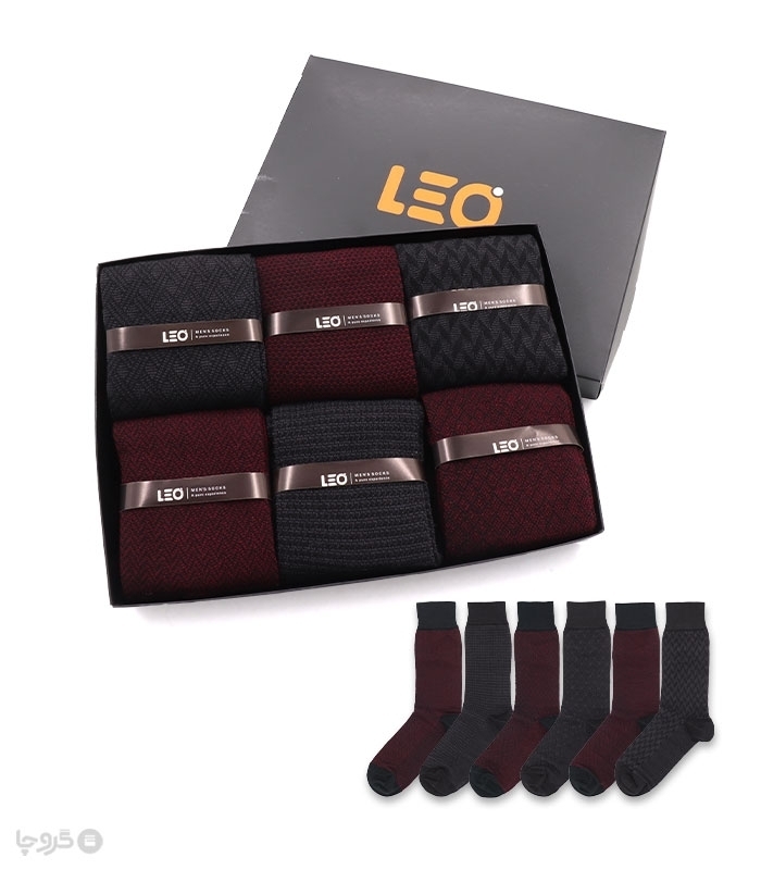 خرید عمده پک جوراب ساقدار مردانه Leo لئو کد 122 - 2 جعبه 6 عددی