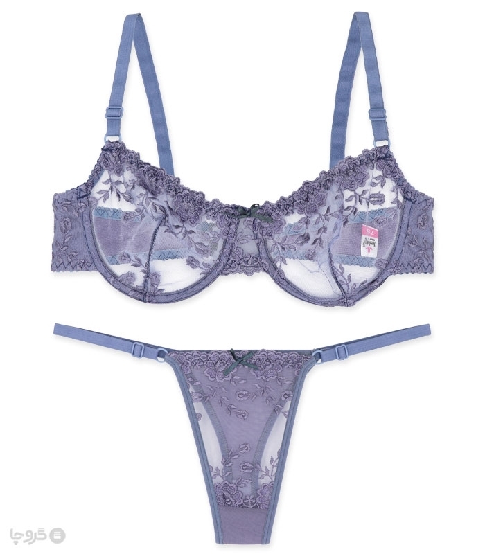 پک ست شورت و سوتین توری فنردار ژوبین کد 2030 طرح گلدوزی - بسته 4 عددی