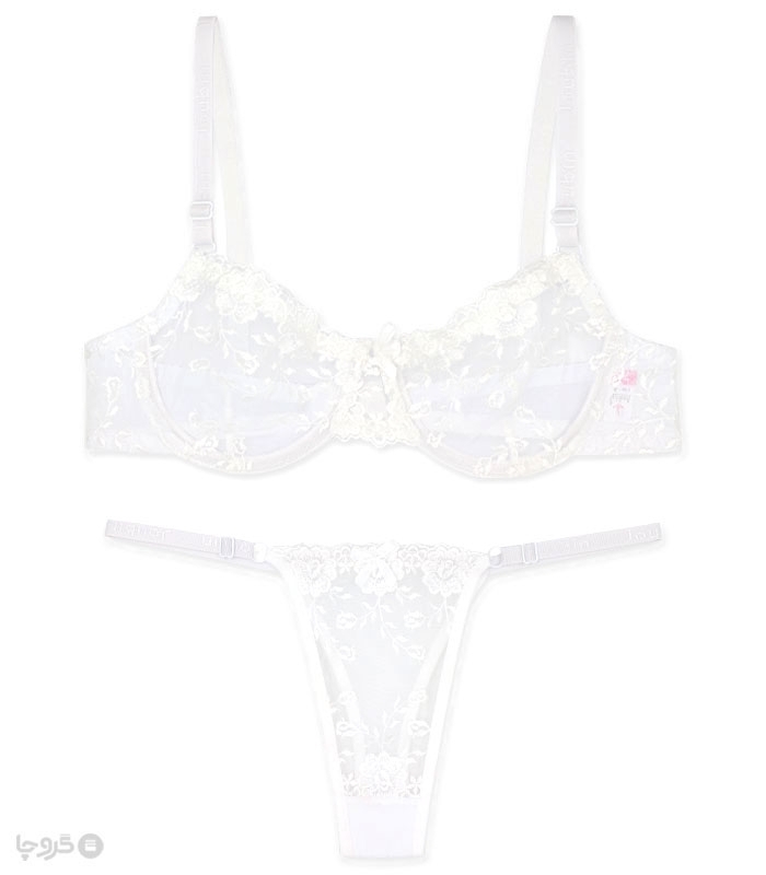 پک ست شورت و سوتین توری فنردار ژوبین کد 2030 طرح گلدوزی - بسته 4 عددی