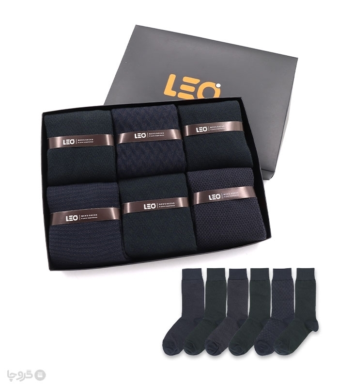 خرید عمده پک جوراب ساقدار مردانه Leo لئو کد 121 - 2 جعبه 6 عددی