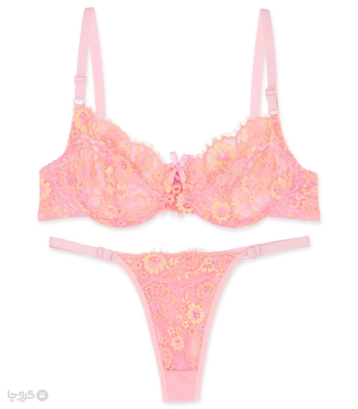 پک ست شورت و سوتین توری فنردار ژوبین کد 2030 طرح گلدوزی - بسته 4 عددی