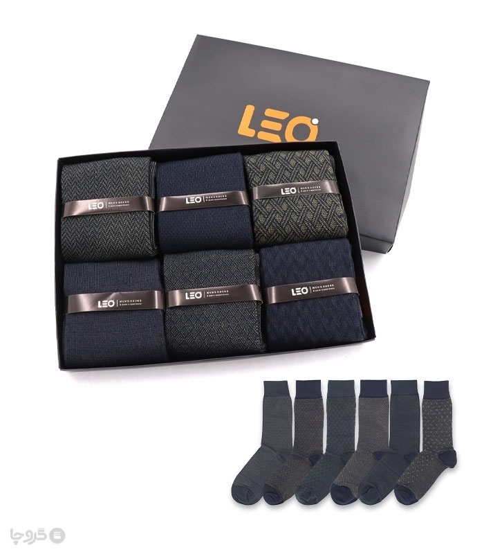 خرید عمده پک جوراب ساقدار مردانه Leo لئو کد 119 - 2 جعبه 6 عددی