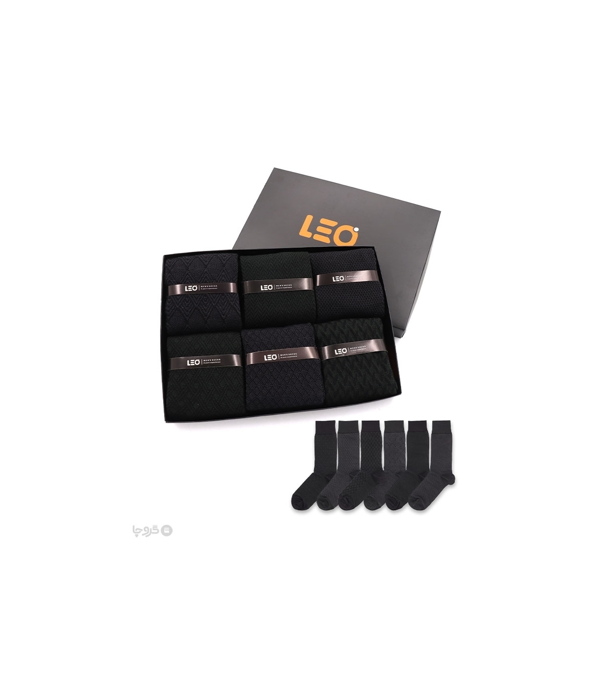 خرید عمده پک جوراب ساقدار مردانه Leo لئو کد 117 - 2 جعبه 6 عددی