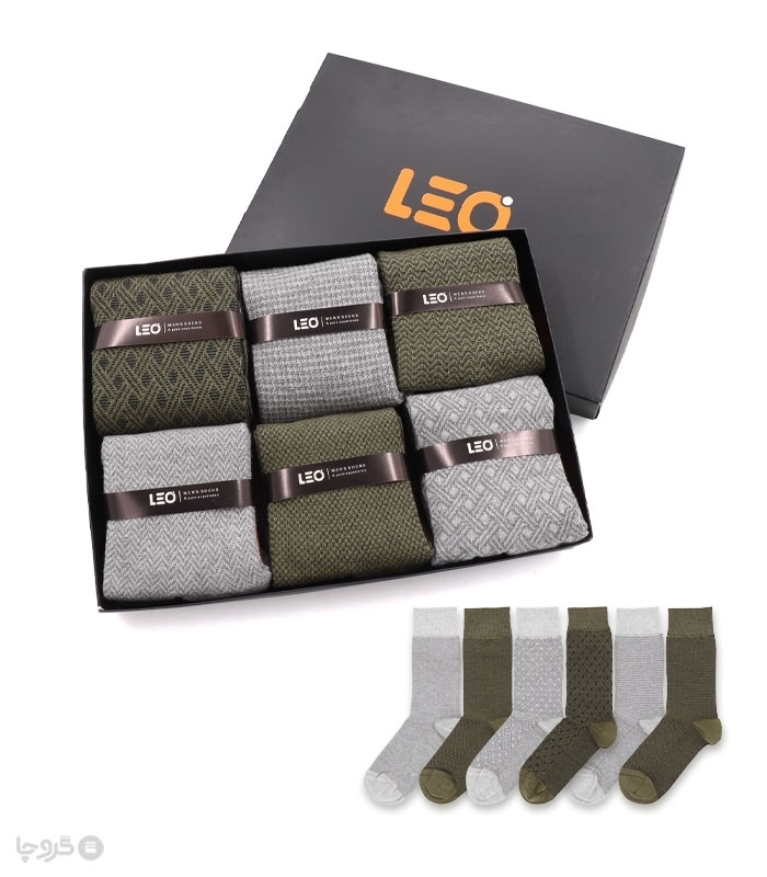 خرید عمده پک جوراب ساقدار مردانه Leo لئو کد 111 - 2 جعبه 6 عددی