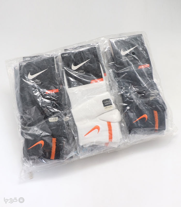 خرید عمده پک جوراب مچی اسپرت گلدوزی طرح Nike کد 60018 - بسته 12 عددی