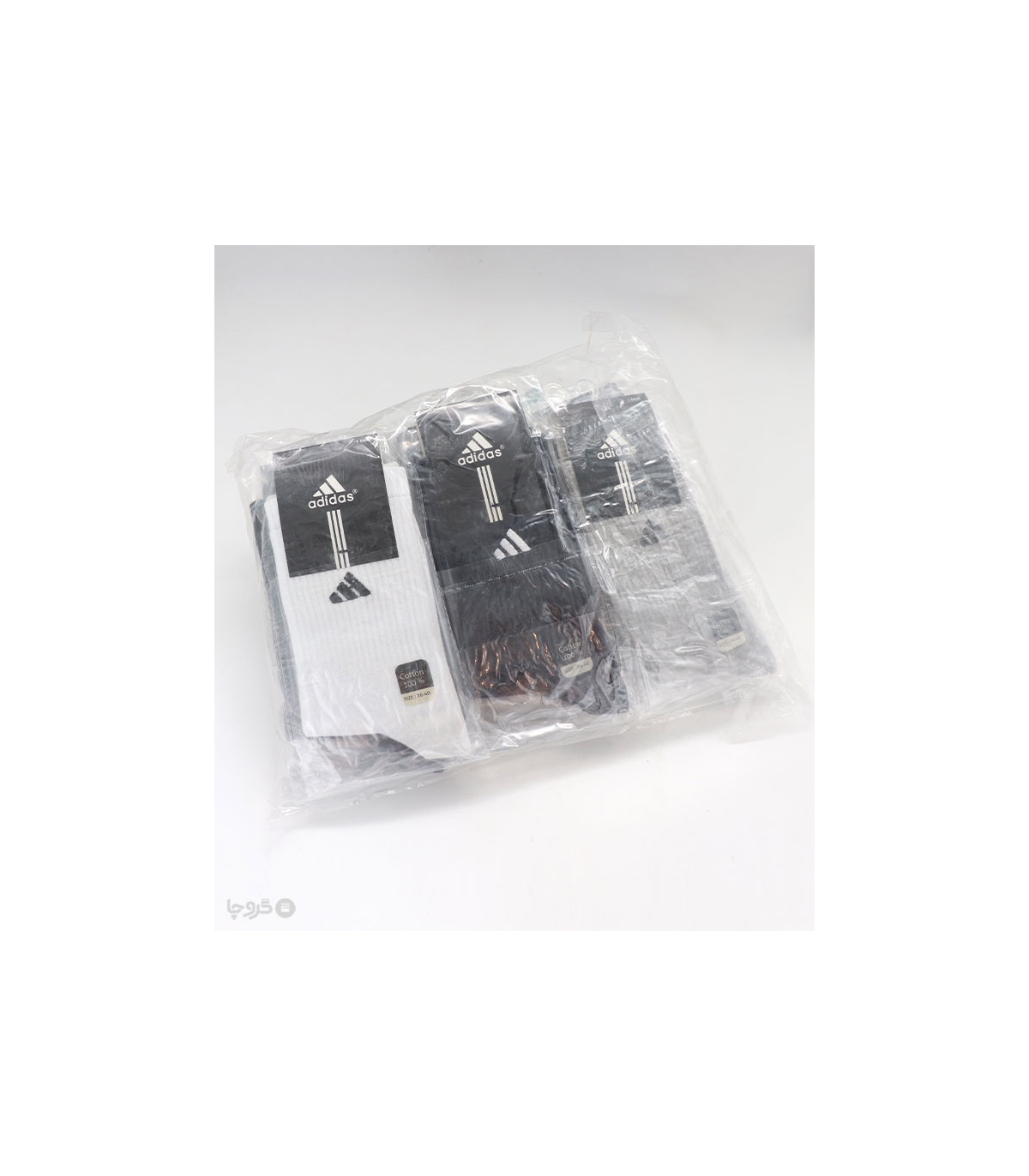 خرید عمده پک جوراب ساقدار اسپرت گلدوزی طرح Adidas - بسته 12 عددی