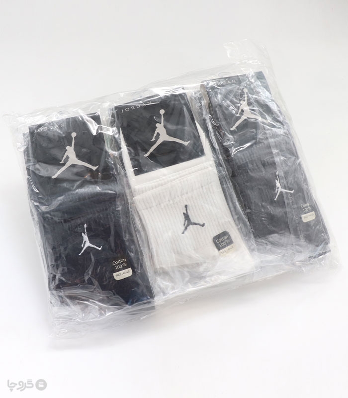 خرید عمده پک جوراب نیم ساق اسپرت گلدوزی طرح Jordan - بسته 12 عددی