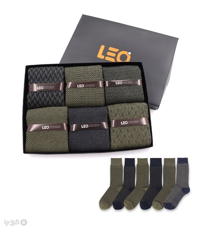 خرید عمده پک جوراب ساقدار مردانه Leo لئو کد 105 - 2 جعبه 6 عددی