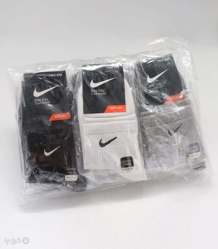 خرید عمده پک جوراب نیم ساق اسپرت گلدوزی طرح Nike - بسته 12 عددی