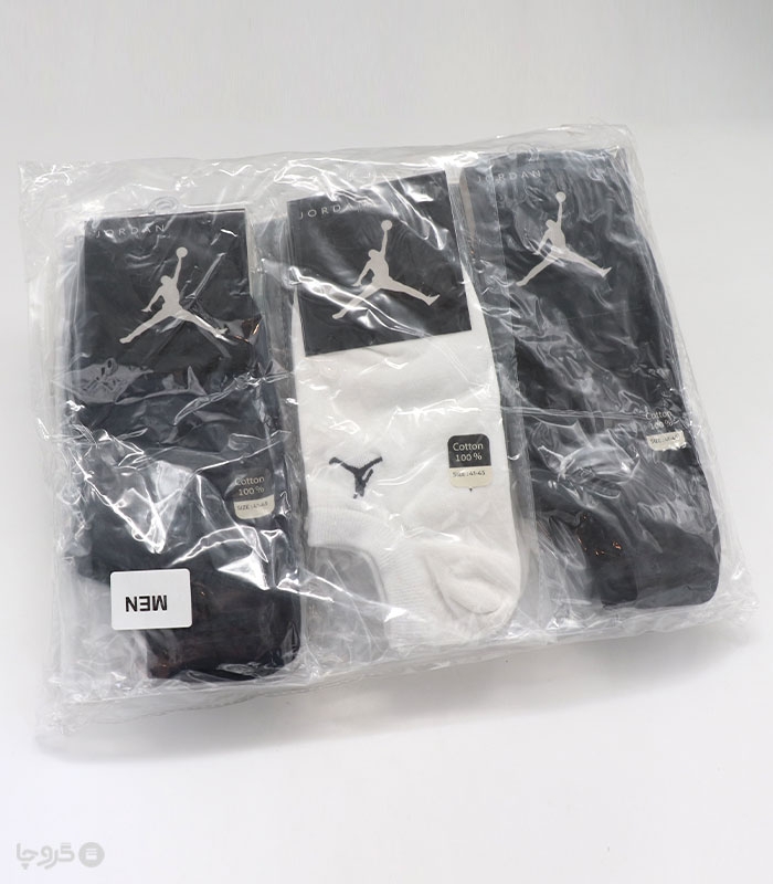 خرید عمده پک جوراب قوزکی اسپرت گلدوزی طرح Jordan - بسته 12 عددی