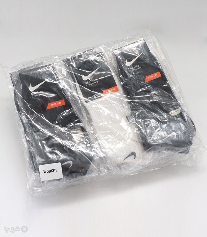 خرید عمده پک جوراب مچی اسپرت گلدوزی طرح Nike - بسته 12 عددی