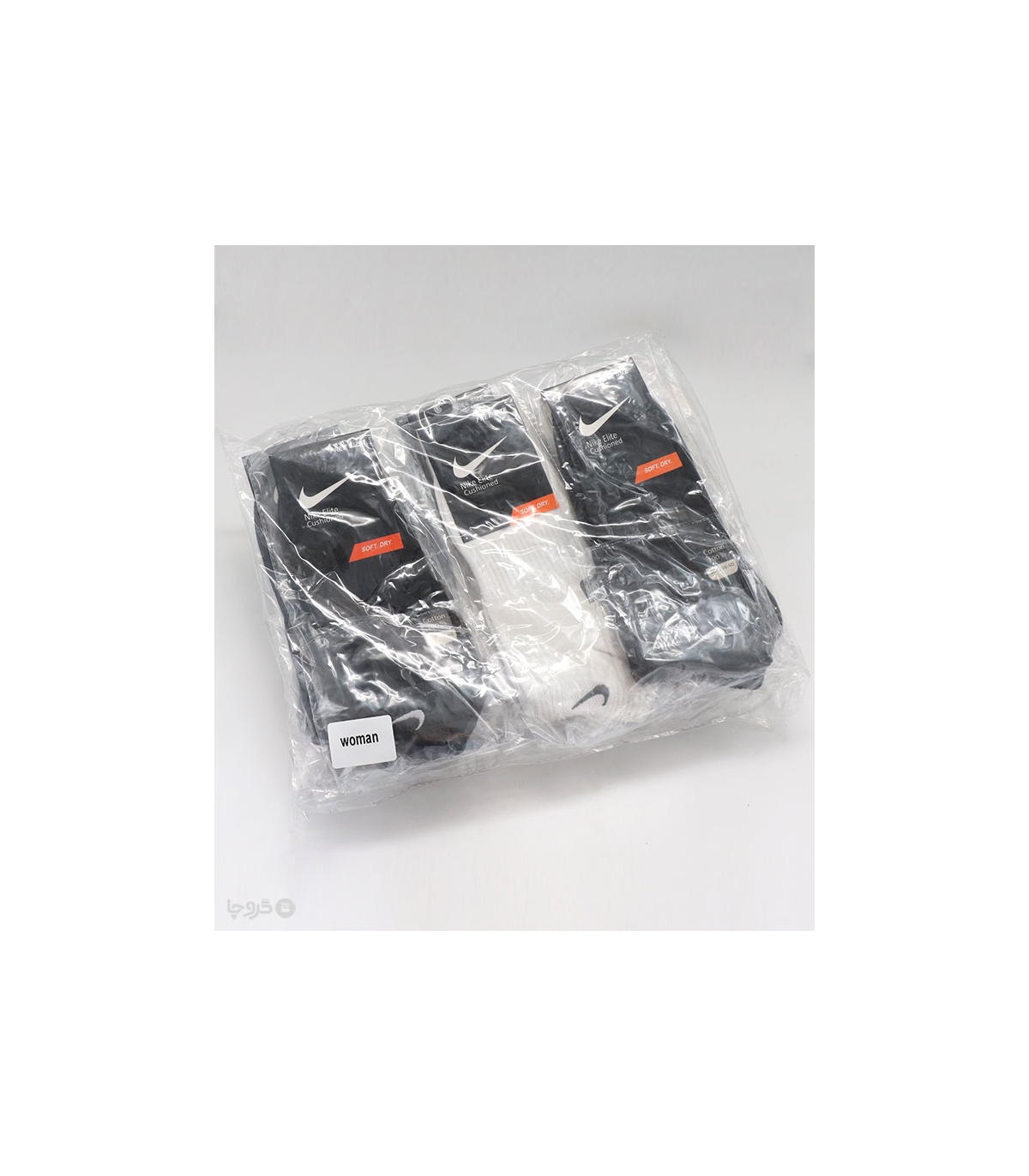 خرید عمده پک جوراب مچی اسپرت گلدوزی طرح Nike - بسته 12 عددی