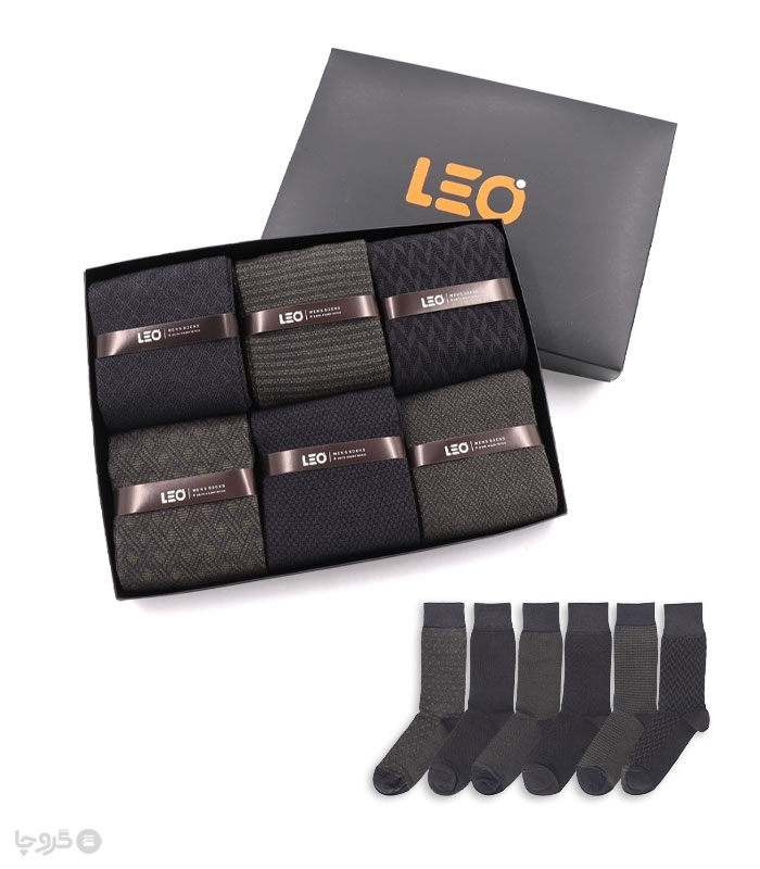 خرید عمده پک جوراب ساقدار مردانه Leo لئو کد 124 - 2 جعبه 6 عددی