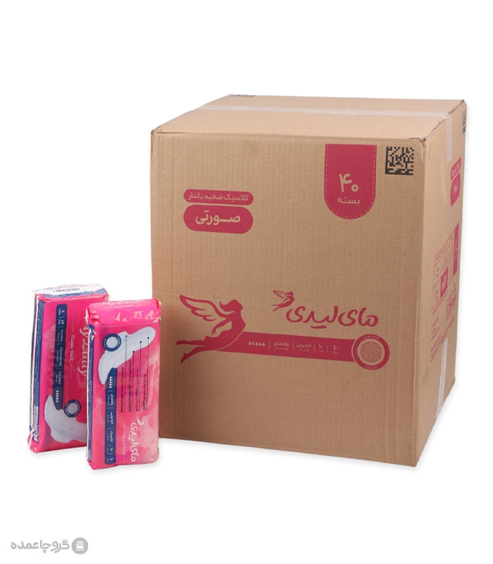 خرید کارتنی نوار بهداشتی بالدار ضخیم مشبک MyLady مای لیدی مدل Classic بزرگ - کارتن 40 عددی