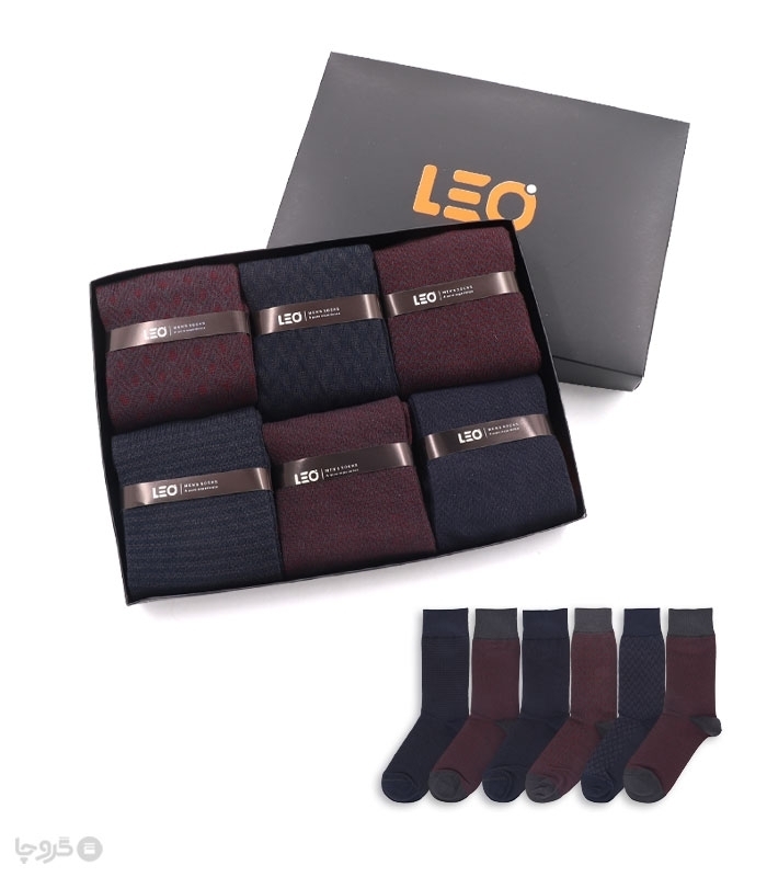 خرید عمده پک جوراب ساقدار مردانه Leo لئو کد 112 - 2 جعبه 6 عددی