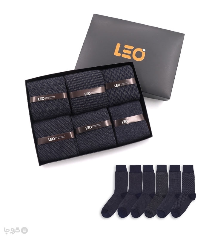 خرید عمده پک جوراب ساقدار مردانه Leo لئو کد 126 - 2 جعبه 6 عددی