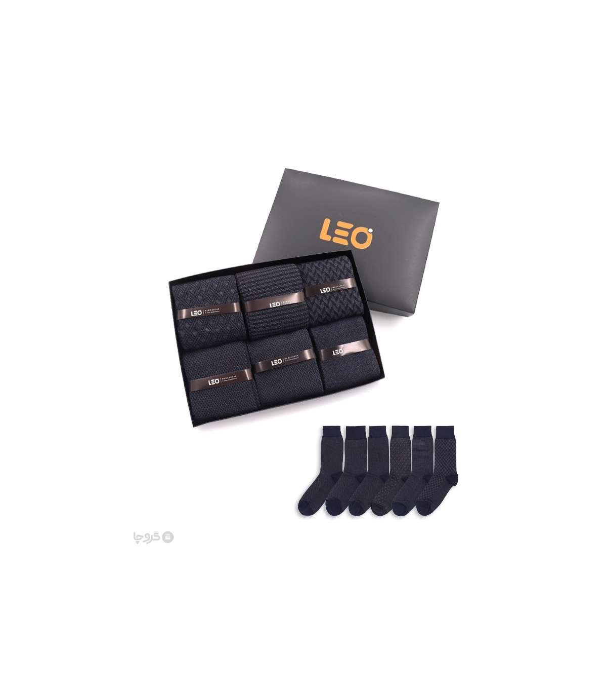 خرید عمده پک جوراب ساقدار مردانه Leo لئو کد 126 - 2 جعبه 6 عددی