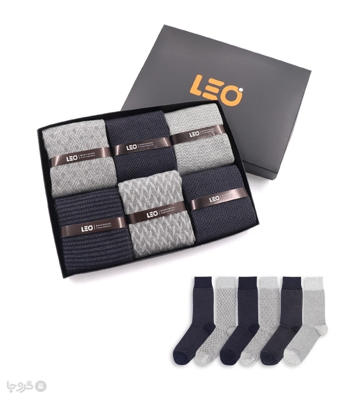 خرید عمده پک جوراب ساقدار مردانه Leo لئو کد 107 - 2 جعبه 6 عددی