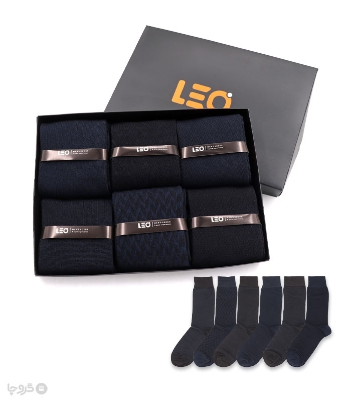 خرید عمده پک جوراب ساقدار مردانه Leo لئو کد 125 - 2 جعبه 6 عددی