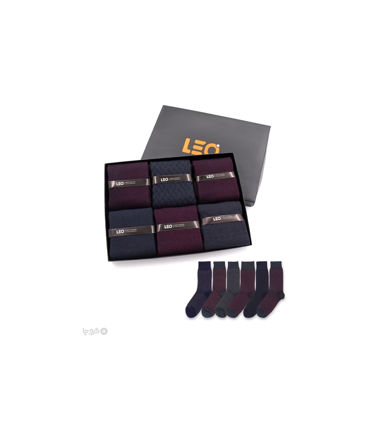 خرید عمده پک جوراب ساقدار مردانه Leo لئو کد 118 - 2 جعبه 6 عددی