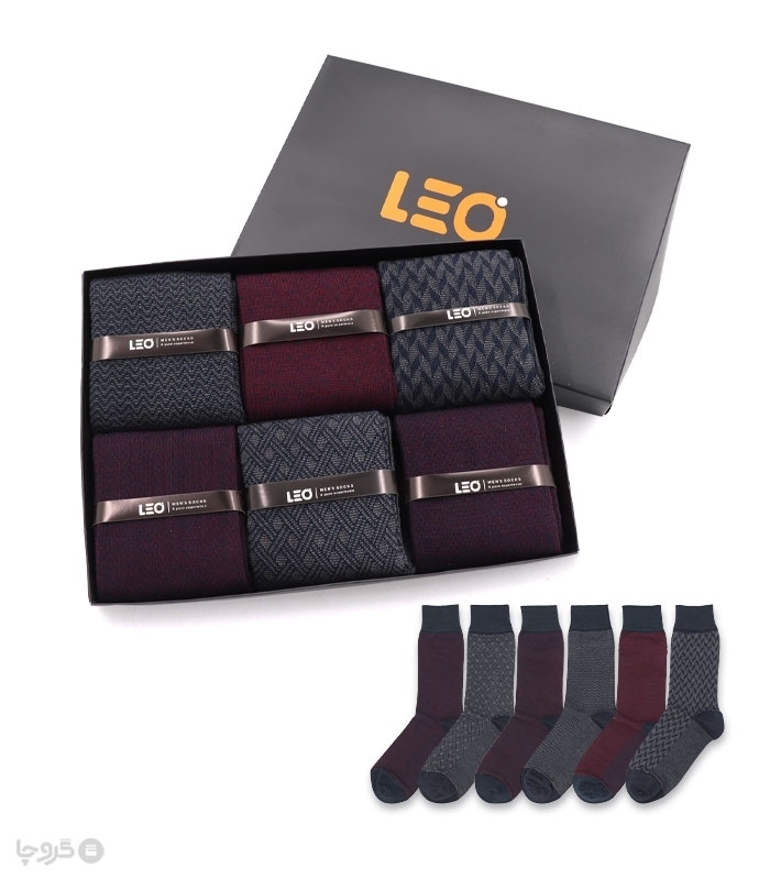 خرید عمده پک جوراب ساقدار مردانه Leo لئو کد 113 - 2 جعبه 6 عددی