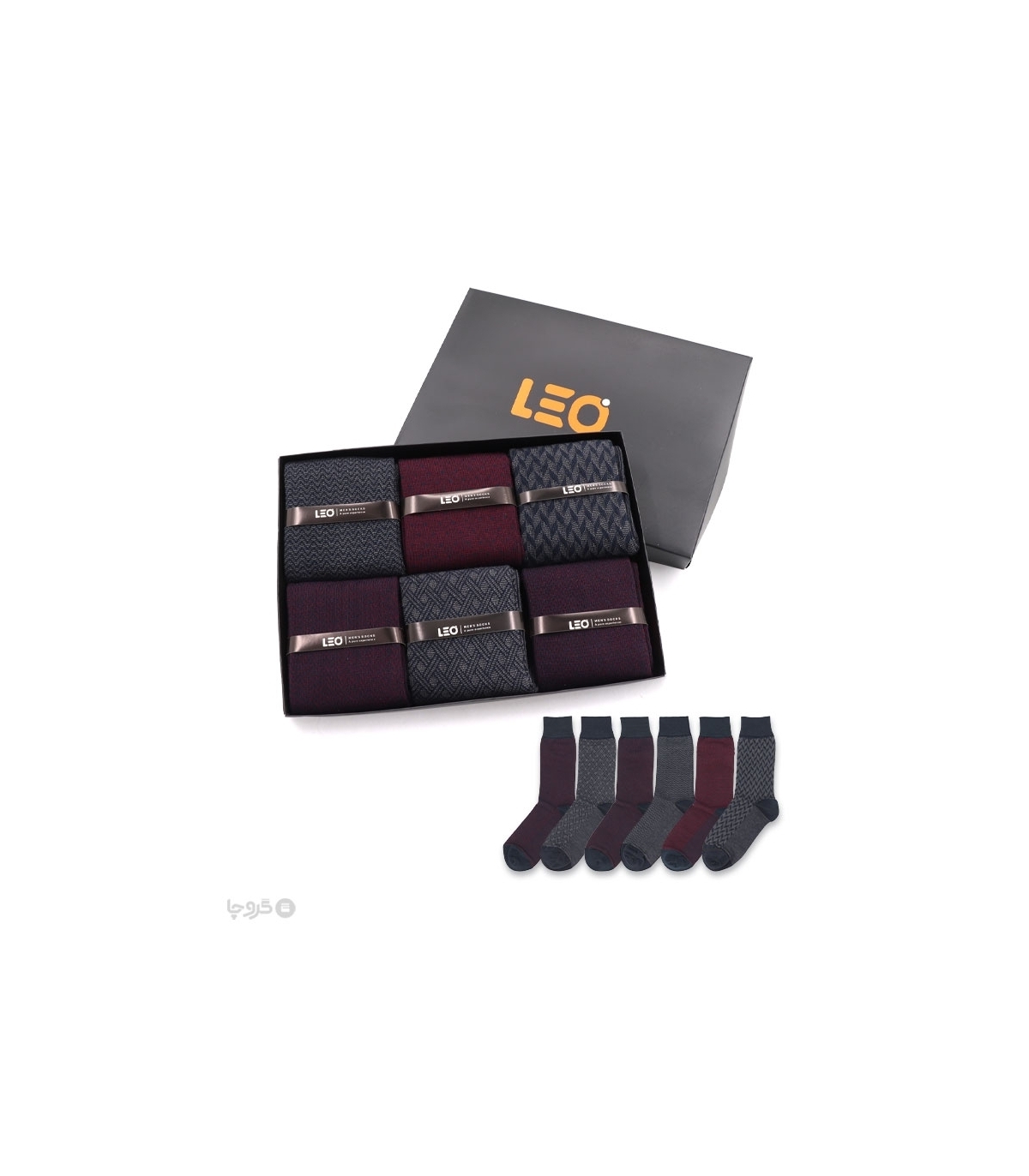 خرید عمده پک جوراب ساقدار مردانه Leo لئو کد 113 - 2 جعبه 6 عددی