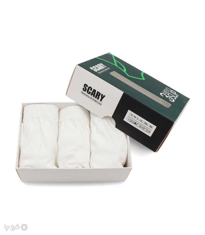 خرید عمده  پک شورت مردانه نخی اسلیپ اسکری کد 52000 - 2 بسته 3 عددی