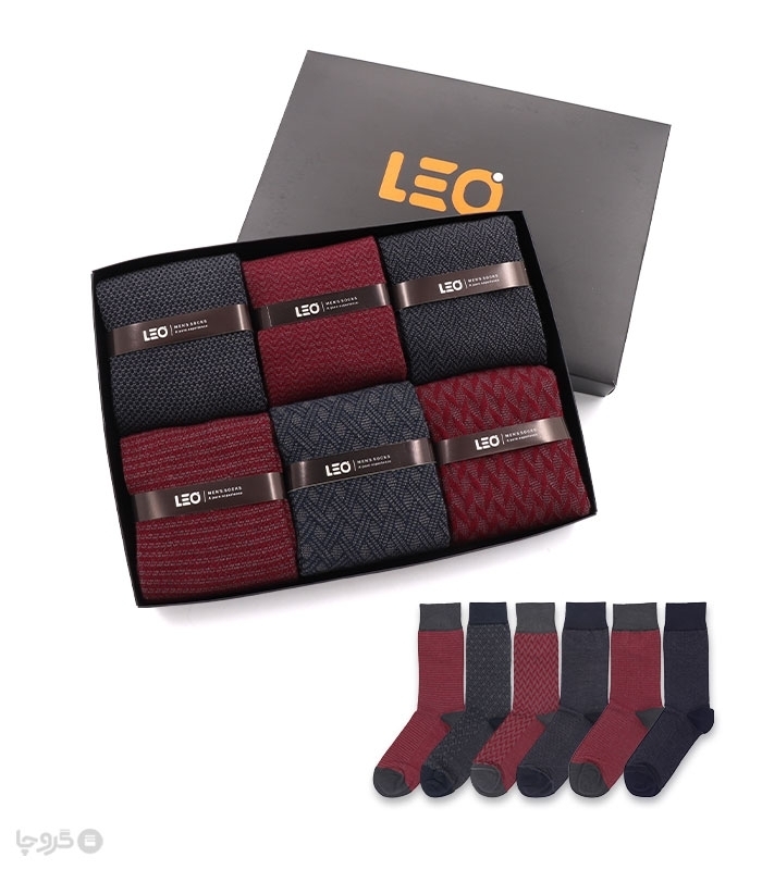 خرید عمده پک جوراب ساقدار مردانه Leo لئو کد 102 - 2 جعبه 6 عددی