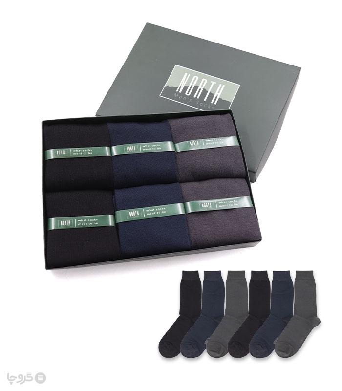 خرید عمده پک جوراب ساقدار مردانه North نورث کد 305 - 2 جعبه 6 عددی