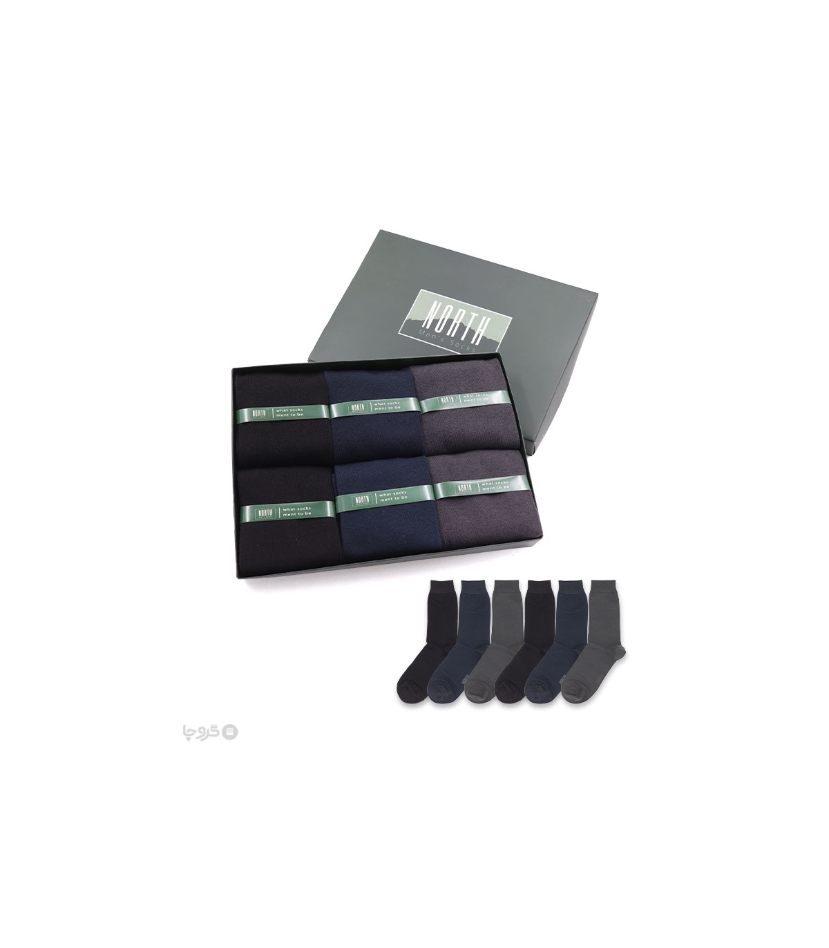 خرید عمده پک جوراب ساقدار مردانه North نورث کد 305 - 2 جعبه 6 عددی