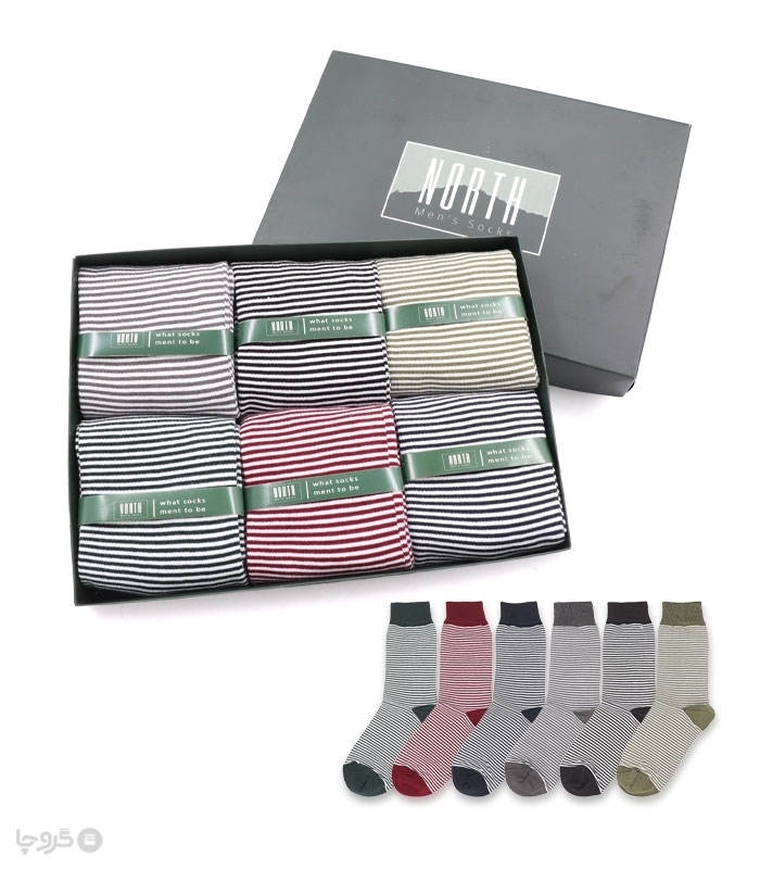 خرید عمده پک جوراب ساقدار مردانه North نورث کد 319 - 2 جعبه 6 عددی