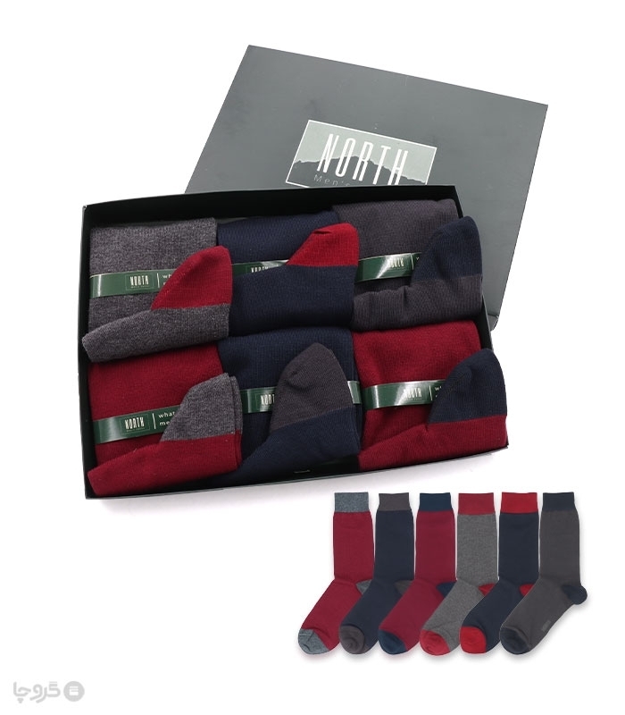 خرید عمده پک جوراب ساقدار مردانه North نورث کد 308 - 2 جعبه 6 عددی