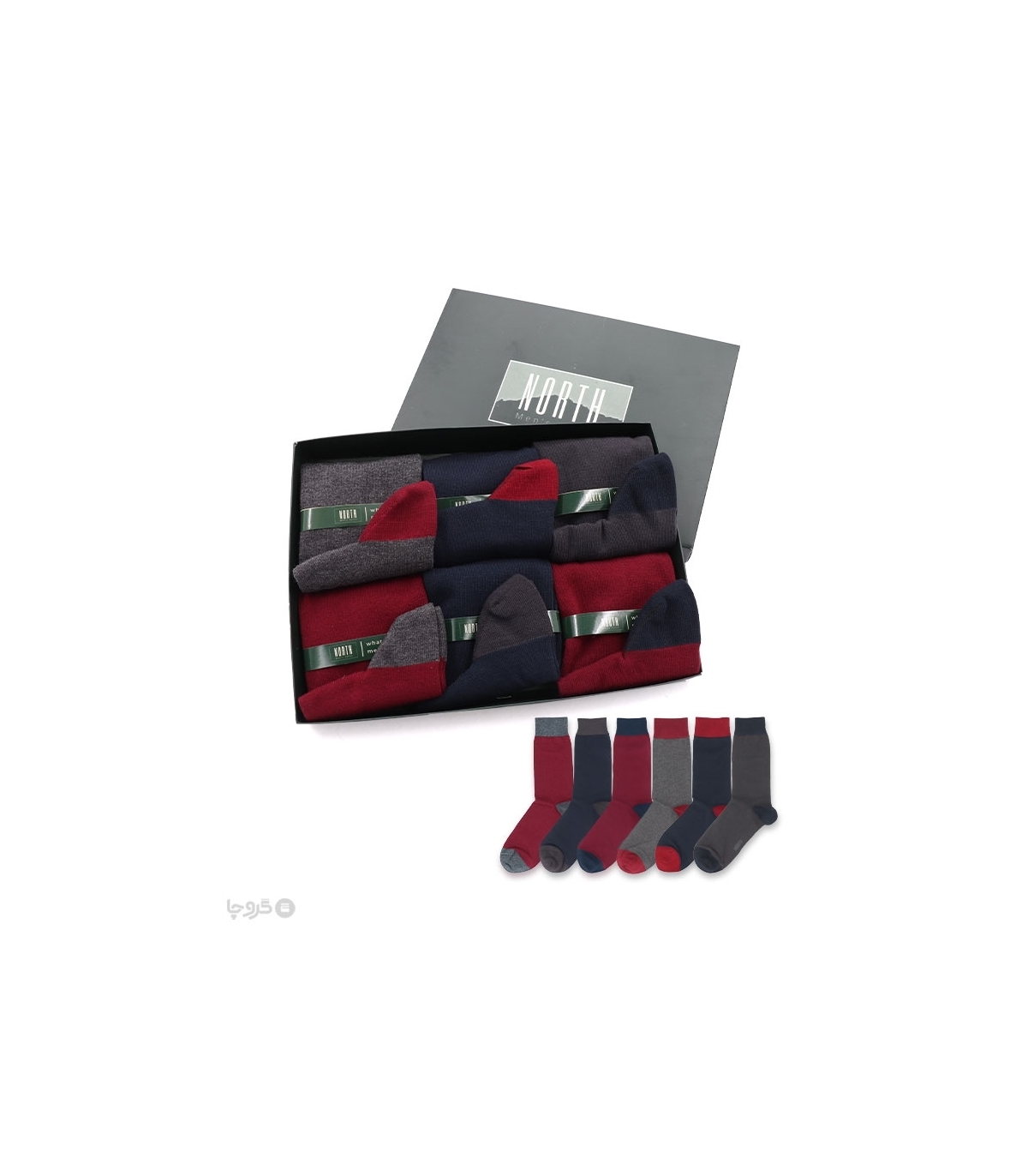 خرید عمده پک جوراب ساقدار مردانه North نورث کد 308 - 2 جعبه 6 عددی